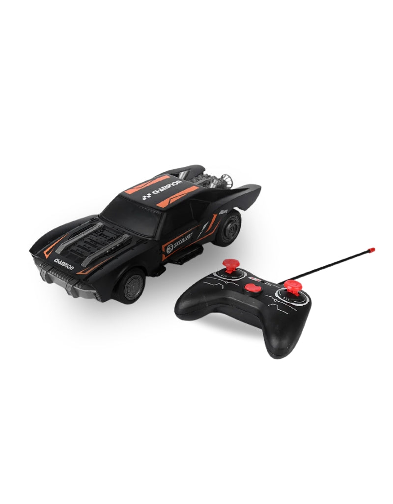 Superior Remote Control Car for kids, black and red model with 2.4 GHz controller.